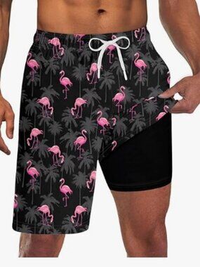 Men's Swim Trunks with Compression Liner 9" Long Board Shorts XXL